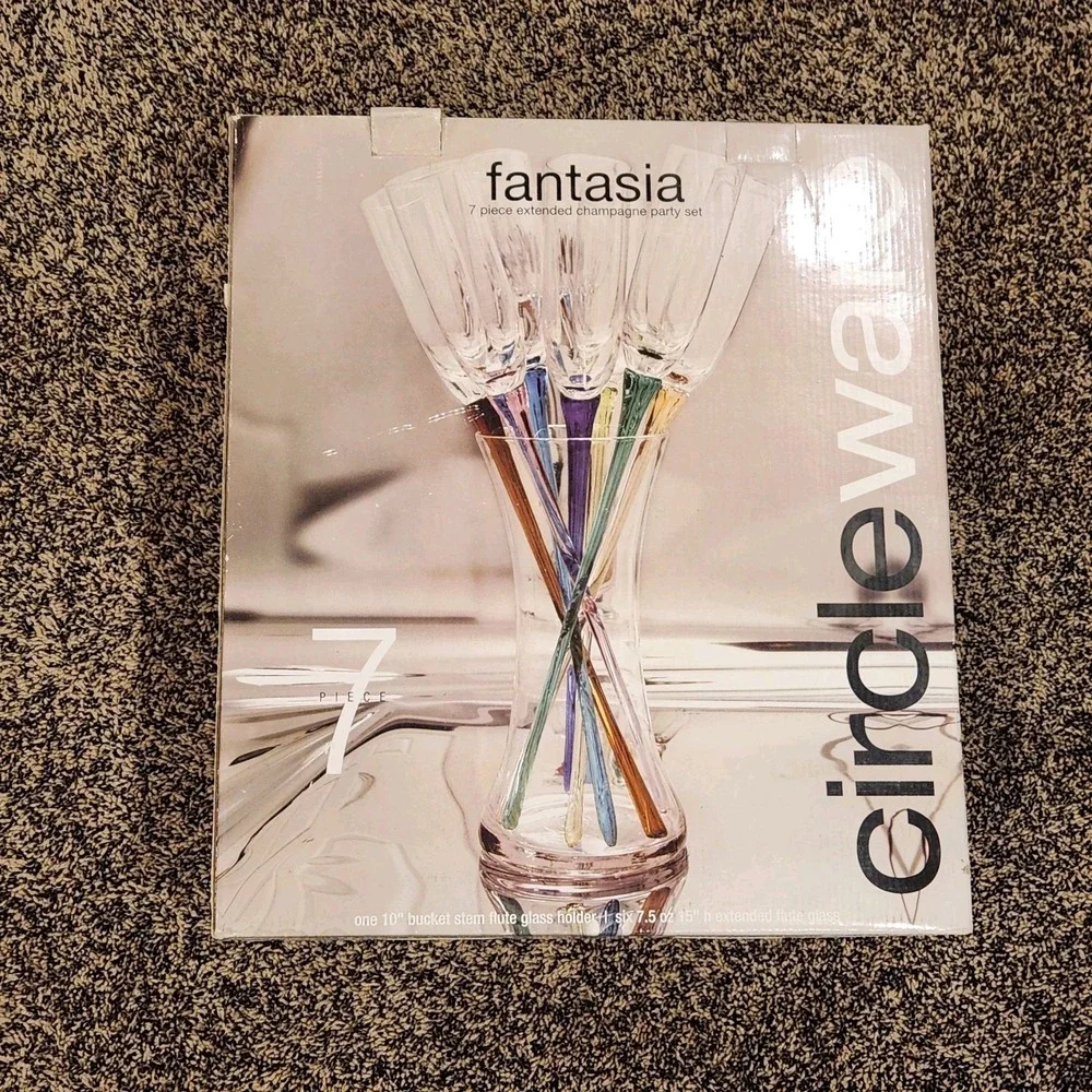 Fantasia Circle Ware 7 Piece Champagne Party Set Y2K Wedding Birthday New Year's